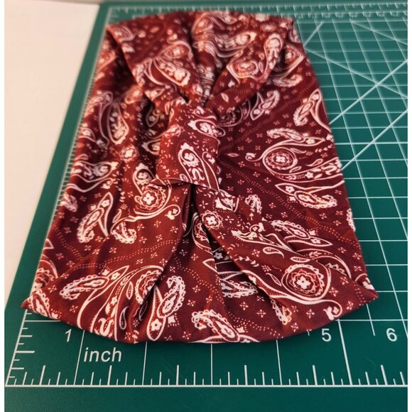 Burgundy Paisley Knit Headwrap Hairband Soft Stretchy Headband Fabric Unisex Swe - Picture 4 of 9